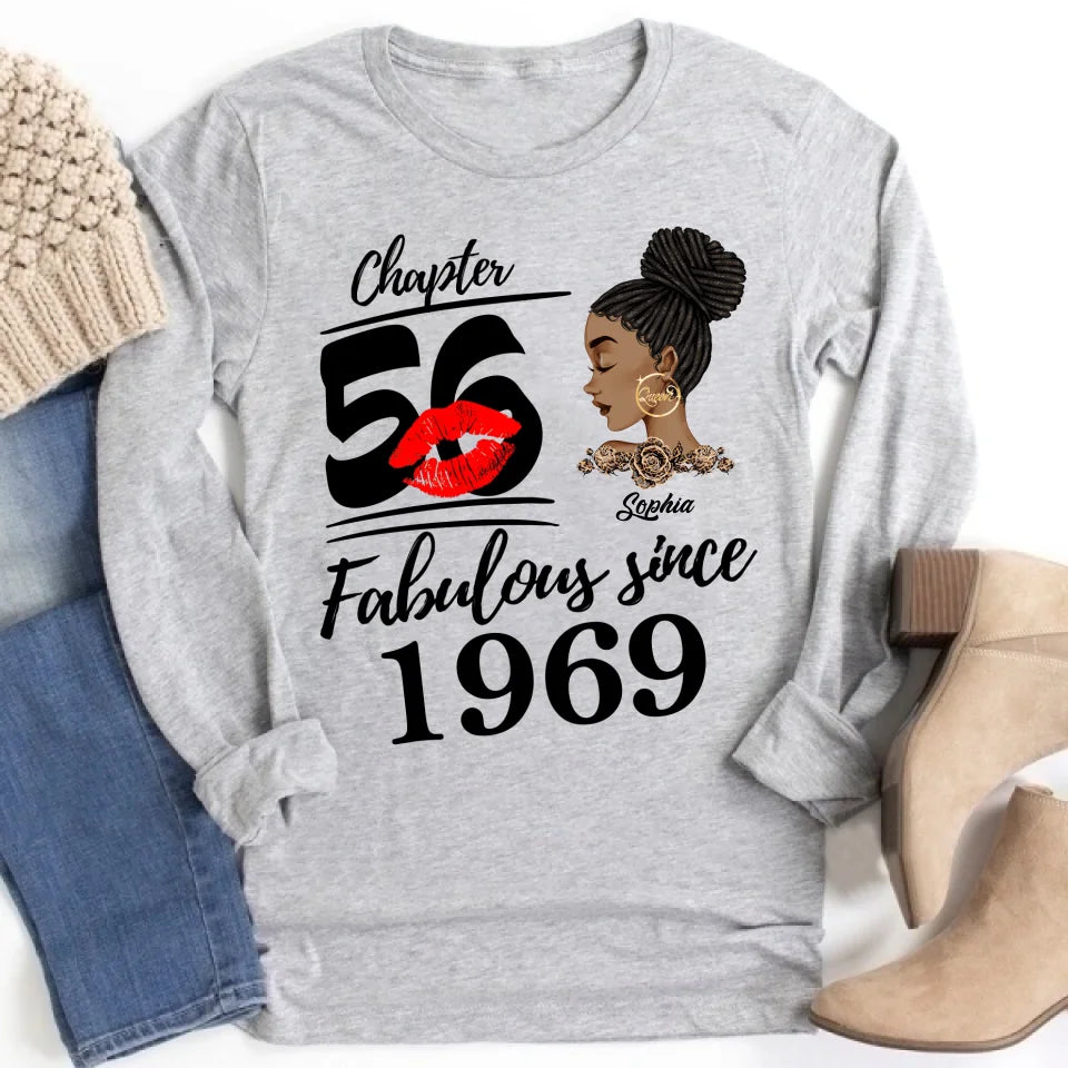 Custom Birthday Shirts, Chapter 56, Fabulous Since 1969 56th Birthday Unique T Shirt For Woman, Her Gifts For 56 Years Old, Turning 56 Birthday Cotton Shirt