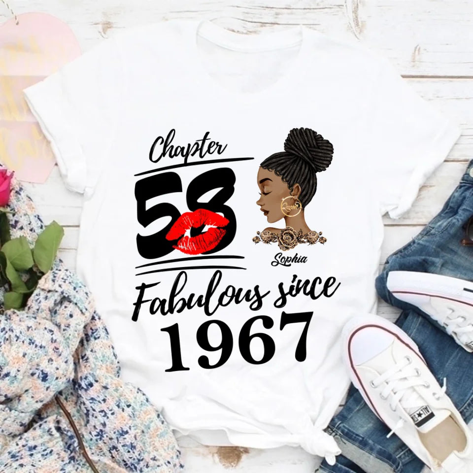 Custom Birthday Shirts, Chapter 58, Fabulous Since 1967 58th Birthday Unique T Shirt For Woman, Her Gifts For 58 Years Old, Turning 58 Birthday Cotton Shirt