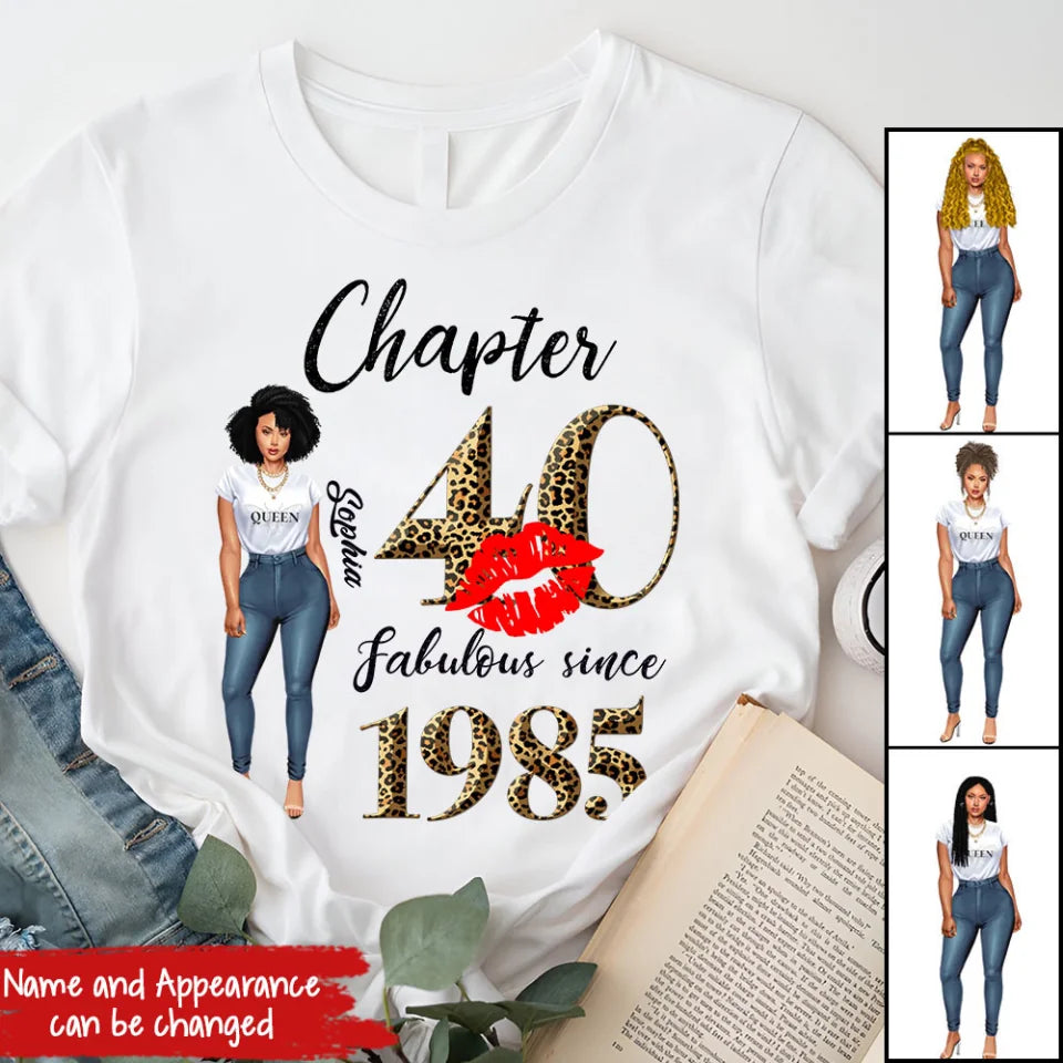 Chapter 40, Fabulous Since 1985 40th Birthday Unique T Shirt For Woman, Custom Birthday Shirt, Her Gifts For 40 Years Old , Turning 40 Birthday Cotton Shirt