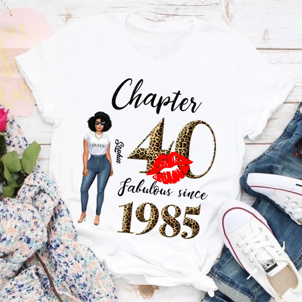 Chapter 40, Fabulous Since 1985 40th Birthday Unique T Shirt For Woman, Custom Birthday Shirt, Her Gifts For 40 Years Old , Turning 40 Birthday Cotton Shirt