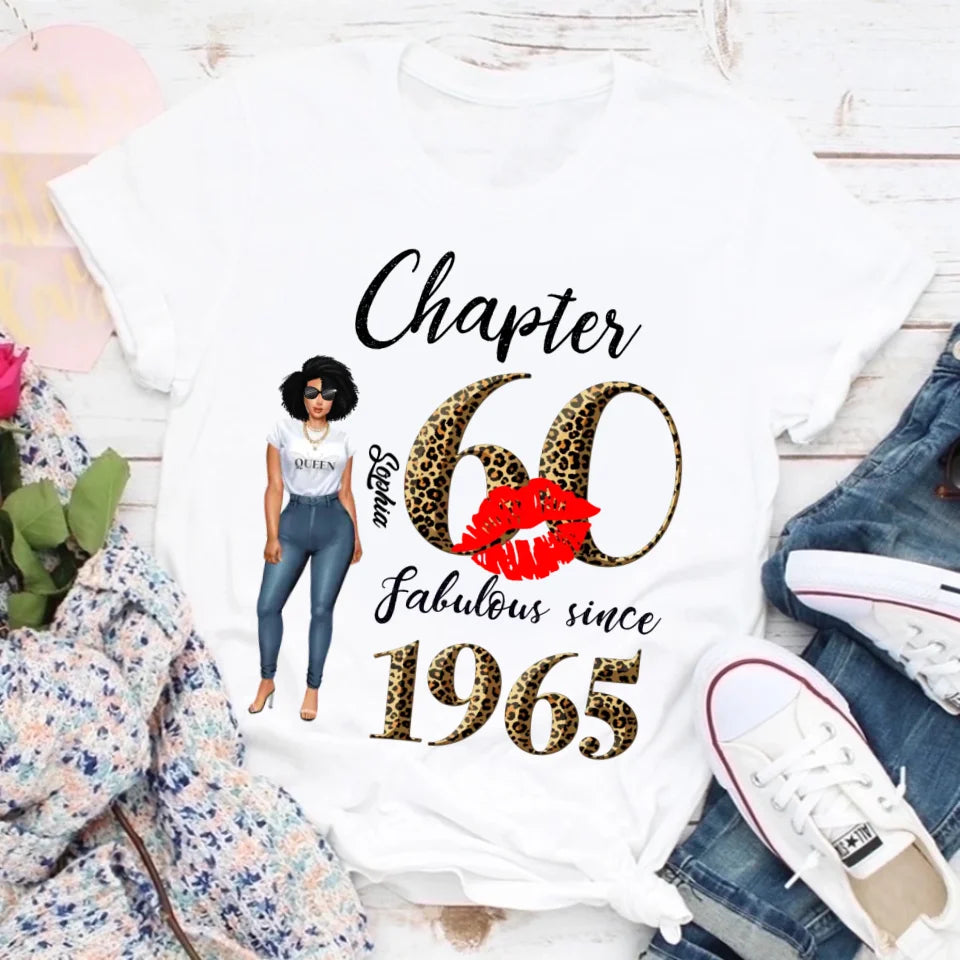 Chapter 60, Fabulous Since 1965 60th Birthday Unique T Shirt For Woman, Custom Birthday Shirt, Her Gifts For 60 Years Old , Turning 60 Birthday Cotton Shirt