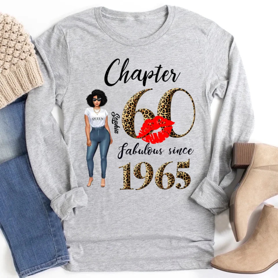 Chapter 60, Fabulous Since 1965 60th Birthday Unique T Shirt For Woman, Custom Birthday Shirt, Her Gifts For 60 Years Old , Turning 60 Birthday Cotton Shirt