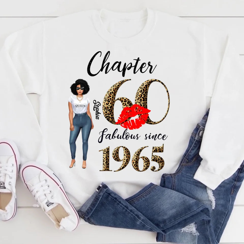 Chapter 60, Fabulous Since 1965 60th Birthday Unique T Shirt For Woman, Custom Birthday Shirt, Her Gifts For 60 Years Old , Turning 60 Birthday Cotton Shirt