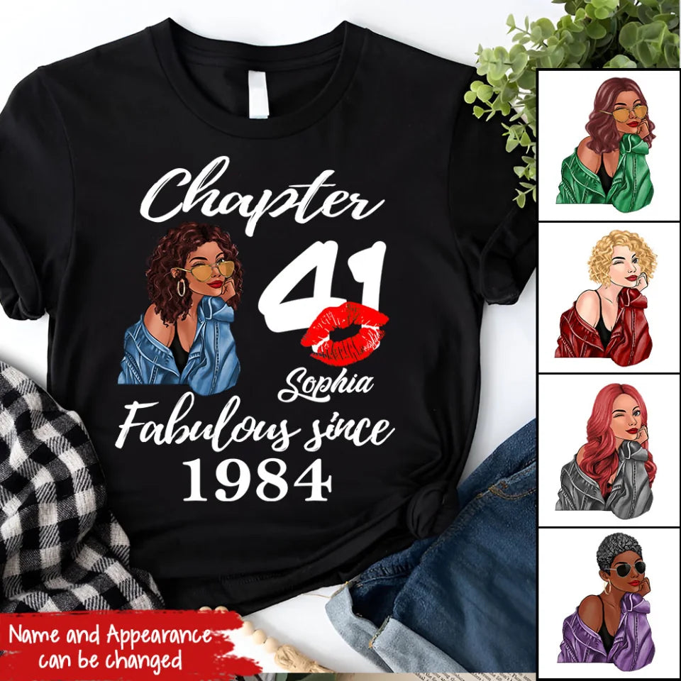 Custom Birthday Shirts, Chapter 41, Fabulous Since 1984 41st Birthday Unique T Shirt For Woman, Her Gifts For 41 Years Old, Turning 41 Birthday Cotton Shirt