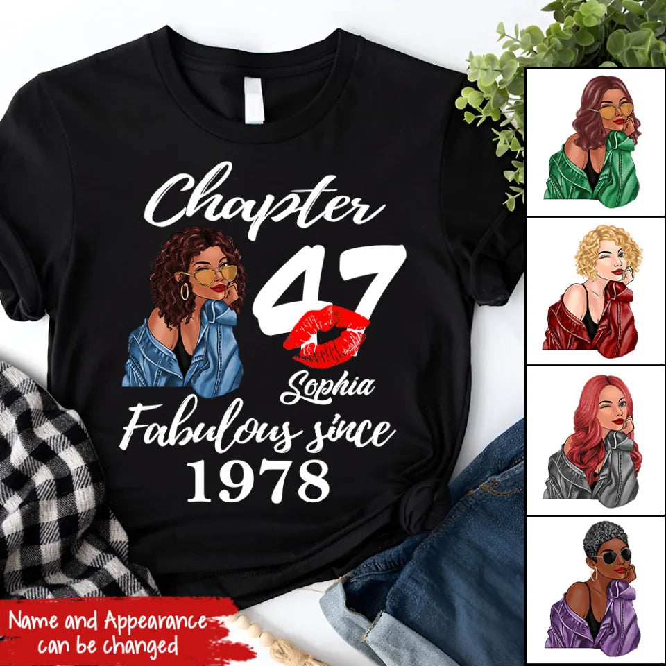 Custom Birthday Shirts, Chapter 47, Fabulous Since 1978 47th Birthday Unique T Shirt For Woman, Her Gifts For 47 Years Old, Turning 47 Birthday Cotton Shirt