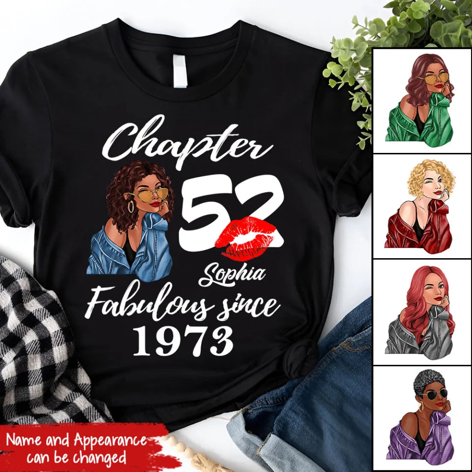 Custom Birthday Shirts, Chapter 52, Fabulous Since 1973 52nd Birthday Unique T Shirt For Woman, Her Gifts For 52 Years Old, Turning 52 Birthday Cotton Shirt