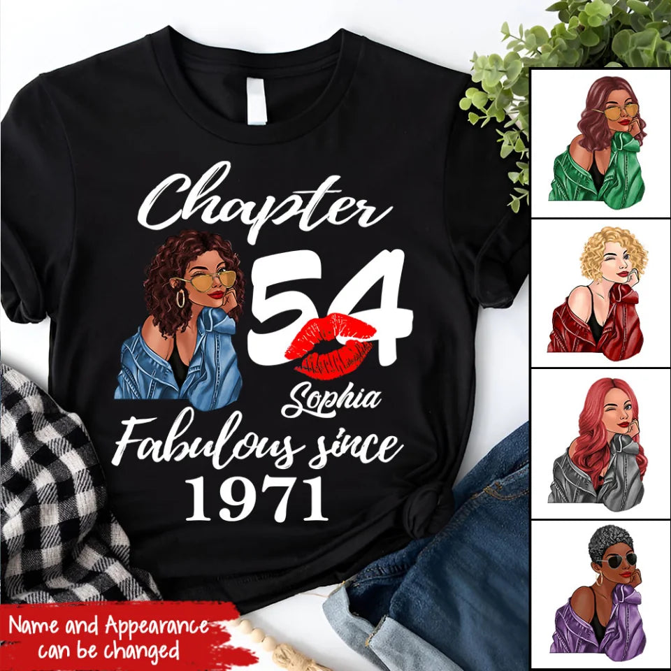 Custom Birthday Shirts, Chapter 54, Fabulous Since 1971 54th Birthday Unique T Shirt For Woman, Her Gifts For 54 Years Old, Turning 54 Birthday Cotton Shirt