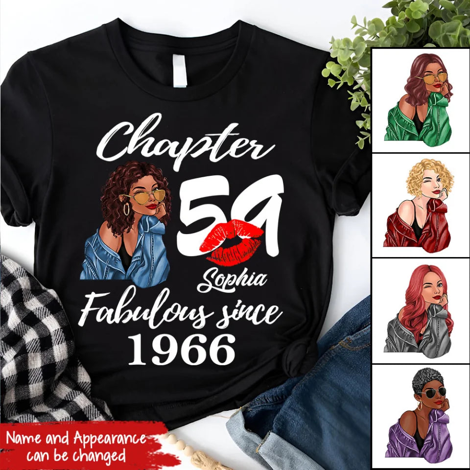 Custom Birthday Shirts, Chapter 59, Fabulous Since 1966 59th Birthday Unique T Shirt For Woman, Her Gifts For 59 Years Old, Turning 59 Birthday Cotton Shirt