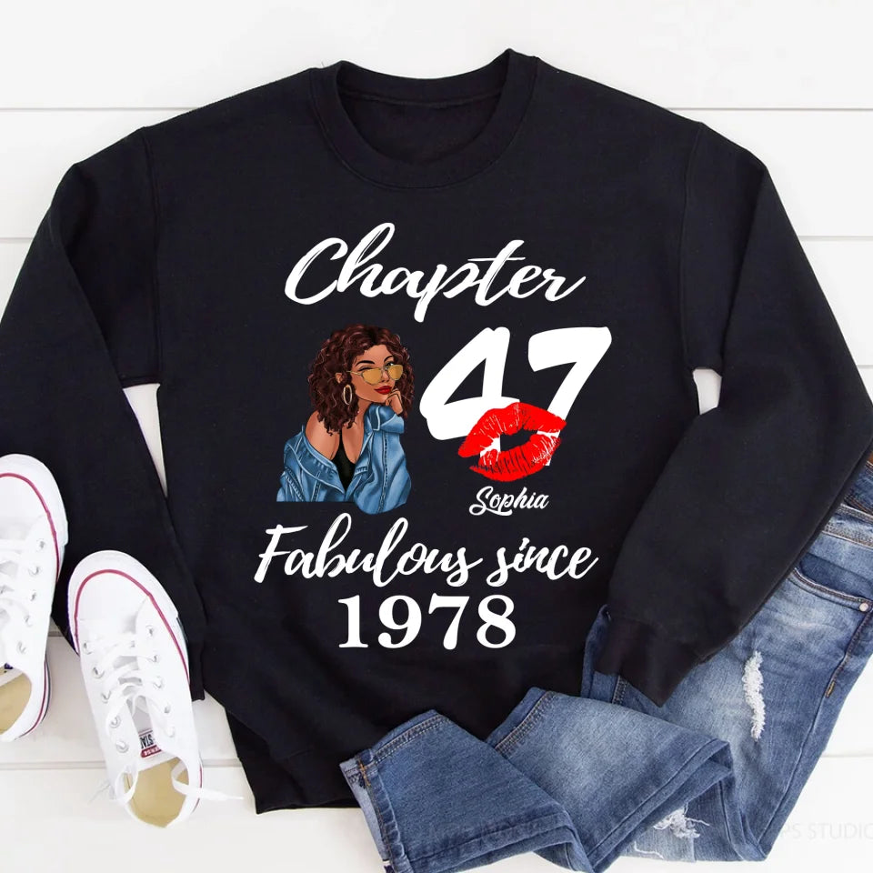 Custom Birthday Shirts, Chapter 47, Fabulous Since 1978 47th Birthday Unique T Shirt For Woman, Her Gifts For 47 Years Old, Turning 47 Birthday Cotton Shirt