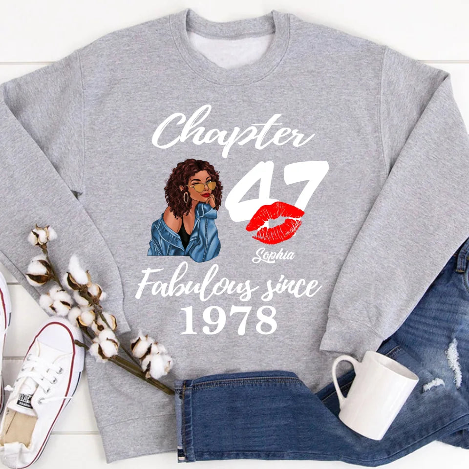 Custom Birthday Shirts, Chapter 47, Fabulous Since 1978 47th Birthday Unique T Shirt For Woman, Her Gifts For 47 Years Old, Turning 47 Birthday Cotton Shirt