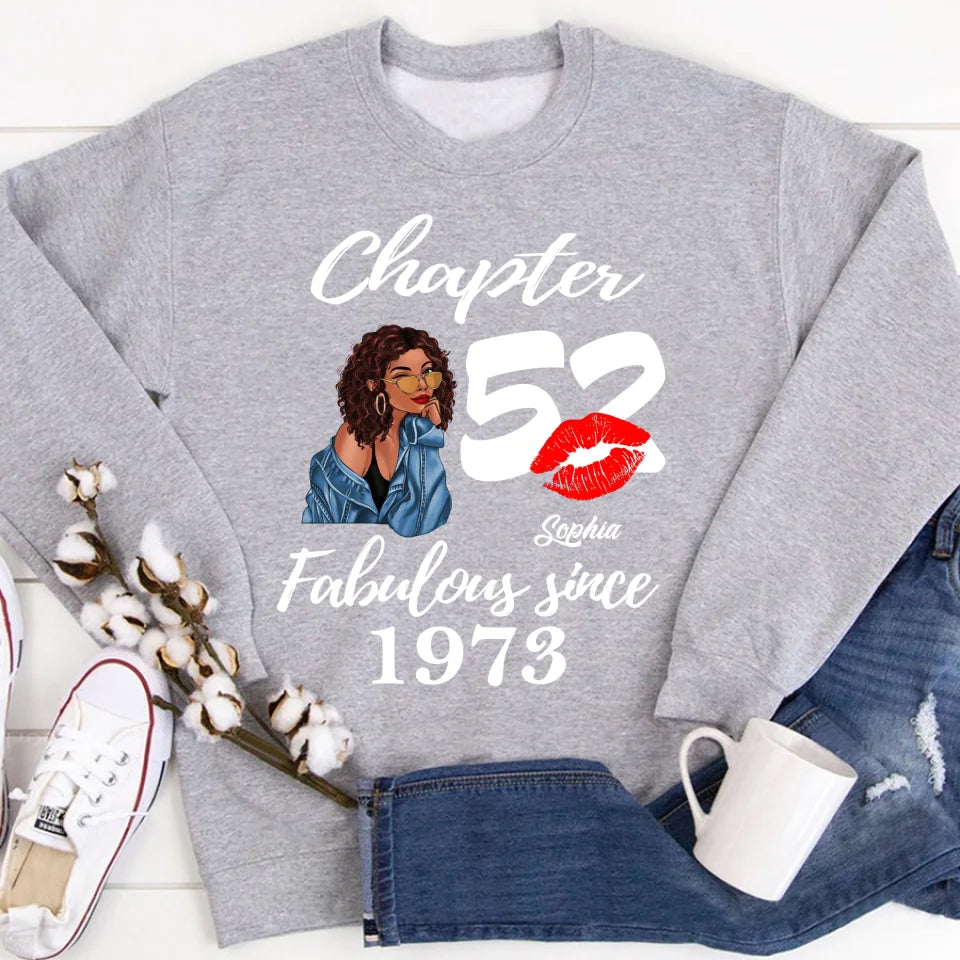 Custom Birthday Shirts, Chapter 52, Fabulous Since 1973 52nd Birthday Unique T Shirt For Woman, Her Gifts For 52 Years Old, Turning 52 Birthday Cotton Shirt