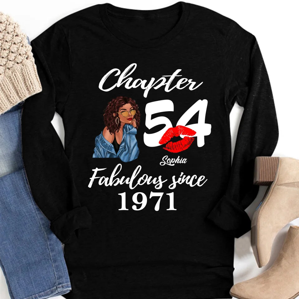 Custom Birthday Shirts, Chapter 54, Fabulous Since 1971 54th Birthday Unique T Shirt For Woman, Her Gifts For 54 Years Old, Turning 54 Birthday Cotton Shirt