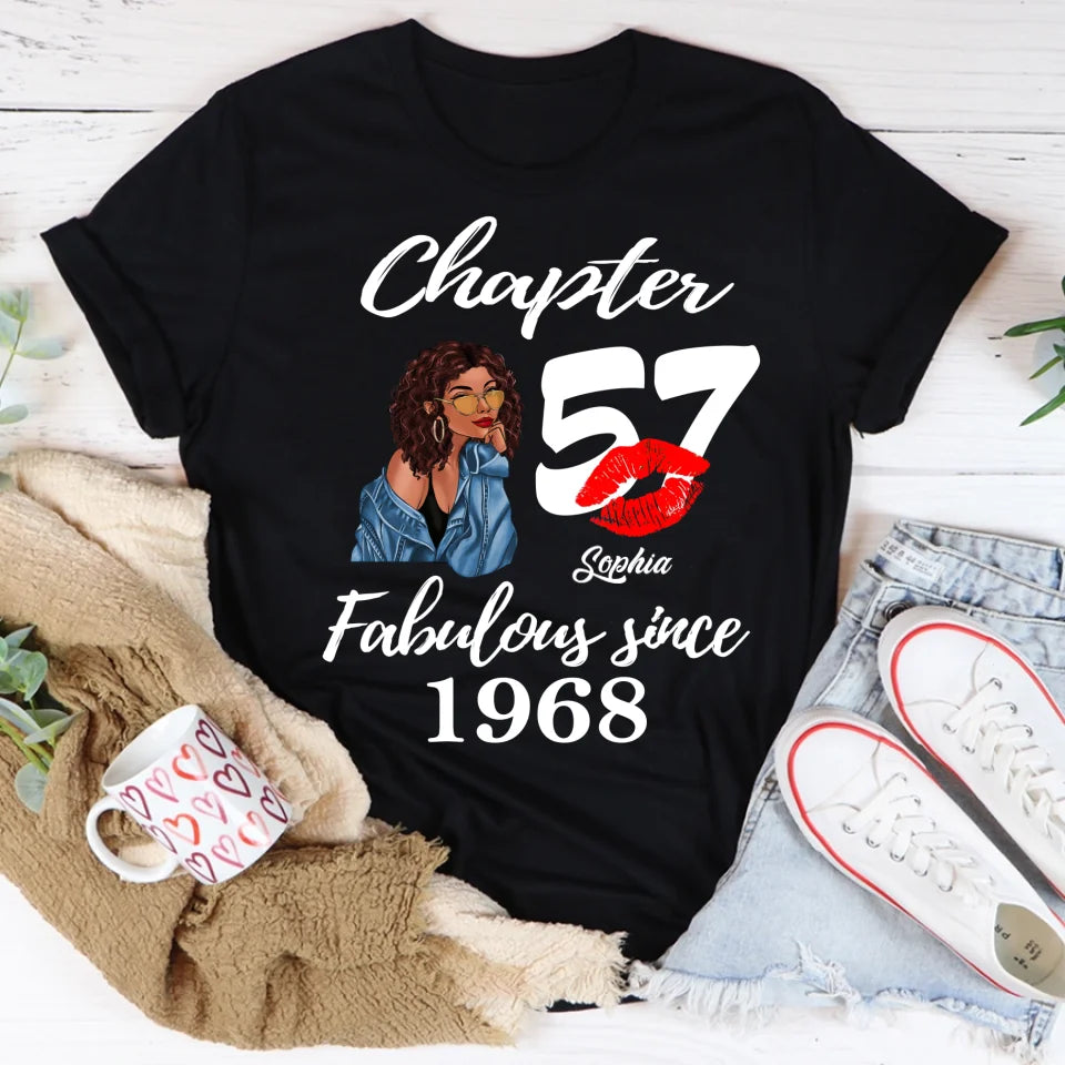 Custom Birthday Shirts, Chapter 57, Fabulous Since 1968 57th Birthday Unique T Shirt For Woman, Her Gifts For 57 Years Old, Turning 57 Birthday Cotton Shirt