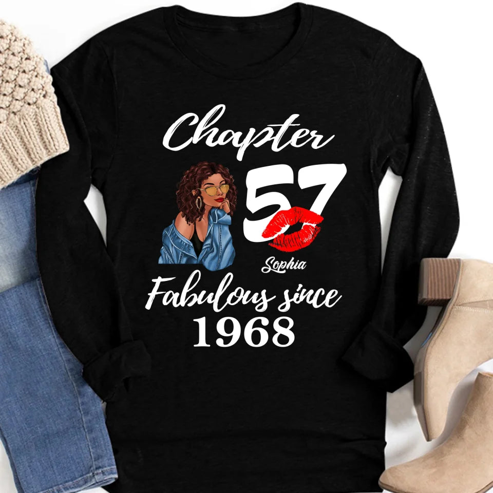 Custom Birthday Shirts, Chapter 57, Fabulous Since 1968 57th Birthday Unique T Shirt For Woman, Her Gifts For 57 Years Old, Turning 57 Birthday Cotton Shirt