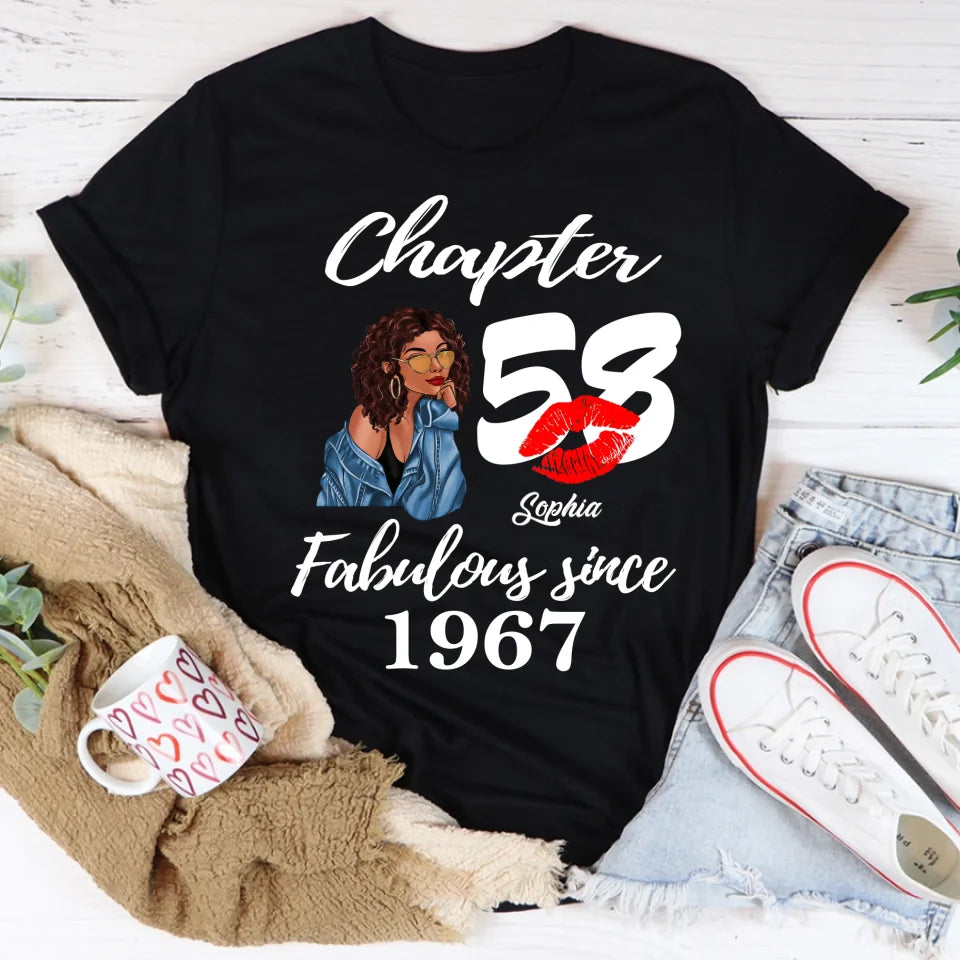 Custom Birthday Shirts, Chapter 58, Fabulous Since 1967 58th Birthday Unique T Shirt For Woman, Her Gifts For 58 Years Old, Turning 58 Birthday Cotton Shirt
