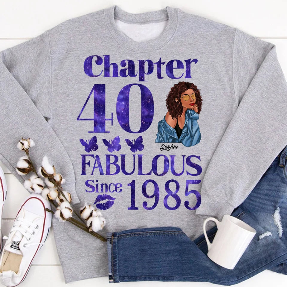 Chapter 40, Fabulous Since 1985 40th Birthday Unique T Shirt For Woman, Custom Birthday Shirt, Her Gifts For 40 Years Old , Turning 40 Birthday Cotton Shirt
