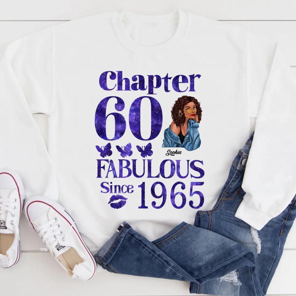 Chapter 60, Fabulous Since 1965 60th Birthday Unique T Shirt For Woman, Custom Birthday Shirt, Her Gifts For 60 Years Old , Turning 60 Birthday Cotton Shirt