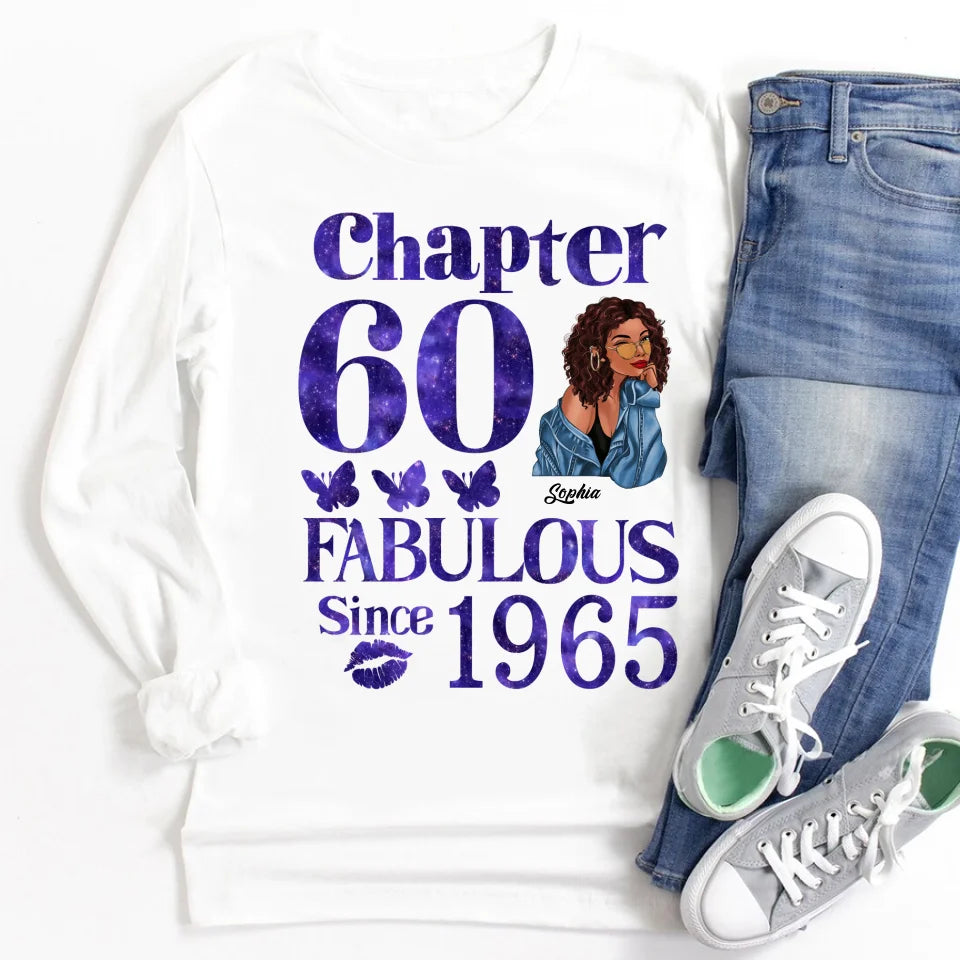 Chapter 60, Fabulous Since 1965 60th Birthday Unique T Shirt For Woman, Custom Birthday Shirt, Her Gifts For 60 Years Old , Turning 60 Birthday Cotton Shirt