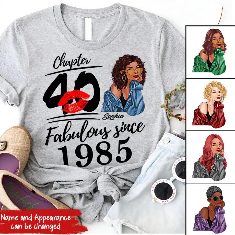 Chapter 40, Fabulous Since 1985 40th Birthday Unique T Shirt For Woman, Custom Birthday Shirt, Her Gifts For 40 Years Old , Turning 40 Birthday Cotton Shirt