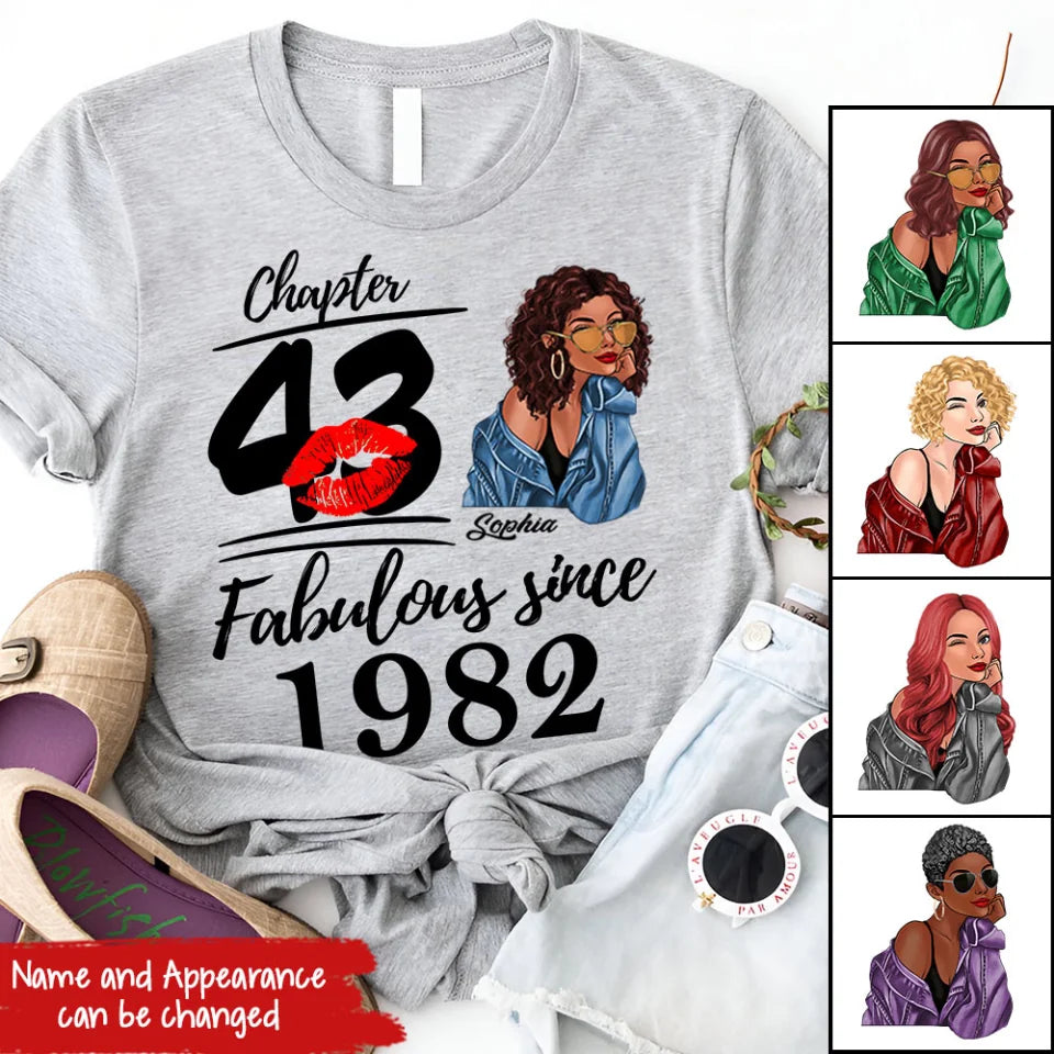 Chapter 43, Fabulous Since 1982 43th Birthday Unique T Shirt For Woman, Custom Birthday Shirt, Her Gifts For 43 Years Old , Turning 43 Birthday Cotton Shirt