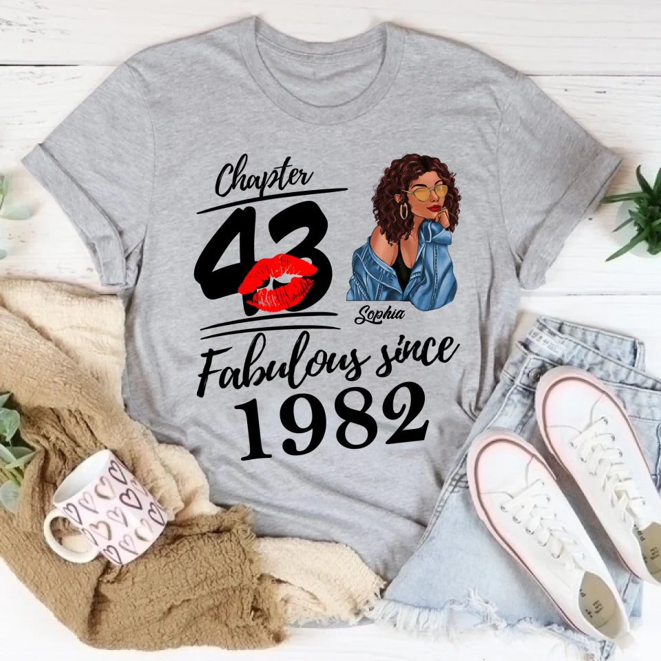 Chapter 43, Fabulous Since 1982 43th Birthday Unique T Shirt For Woman, Custom Birthday Shirt, Her Gifts For 43 Years Old , Turning 43 Birthday Cotton Shirt