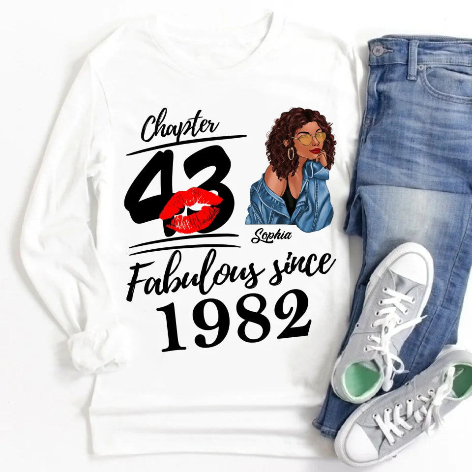 Chapter 43, Fabulous Since 1982 43th Birthday Unique T Shirt For Woman, Custom Birthday Shirt, Her Gifts For 43 Years Old , Turning 43 Birthday Cotton Shirt