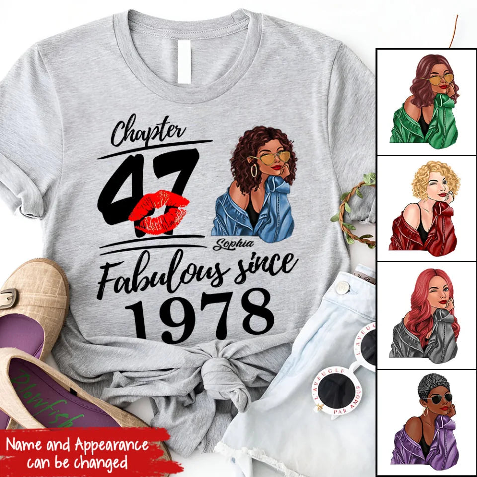 Chapter 47, Fabulous Since 1978 47th Birthday Unique T Shirt For Woman, Custom Birthday Shirt, Her Gifts For 47 Years Old , Turning 47 Birthday Cotton Shirt