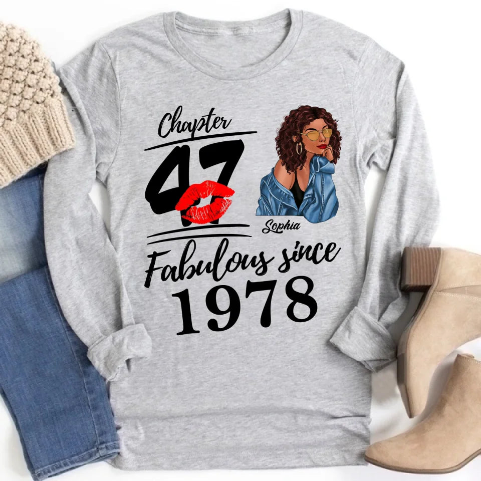 Chapter 47, Fabulous Since 1978 47th Birthday Unique T Shirt For Woman, Custom Birthday Shirt, Her Gifts For 47 Years Old , Turning 47 Birthday Cotton Shirt