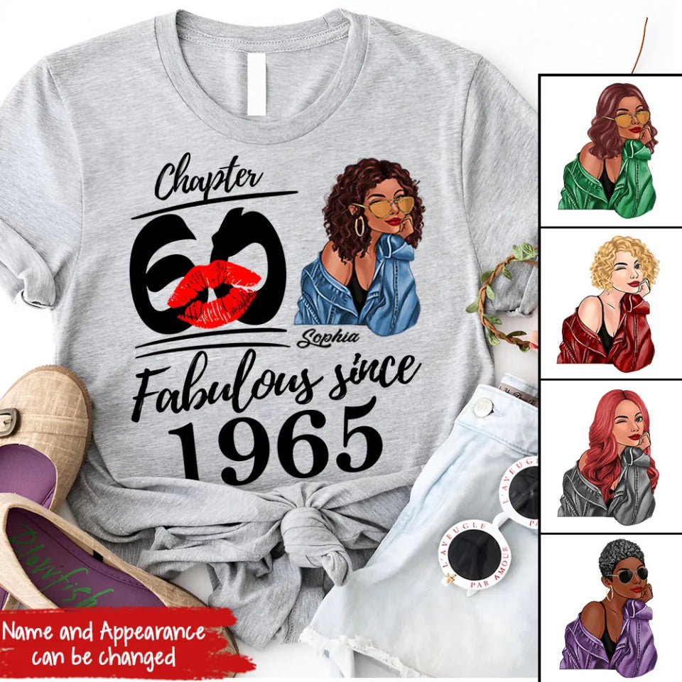 Chapter 60, Fabulous Since 1965 60th Birthday Unique T Shirt For Woman, Custom Birthday Shirt, Her Gifts For 60 Years Old , Turning 60 Birthday Cotton Shirt