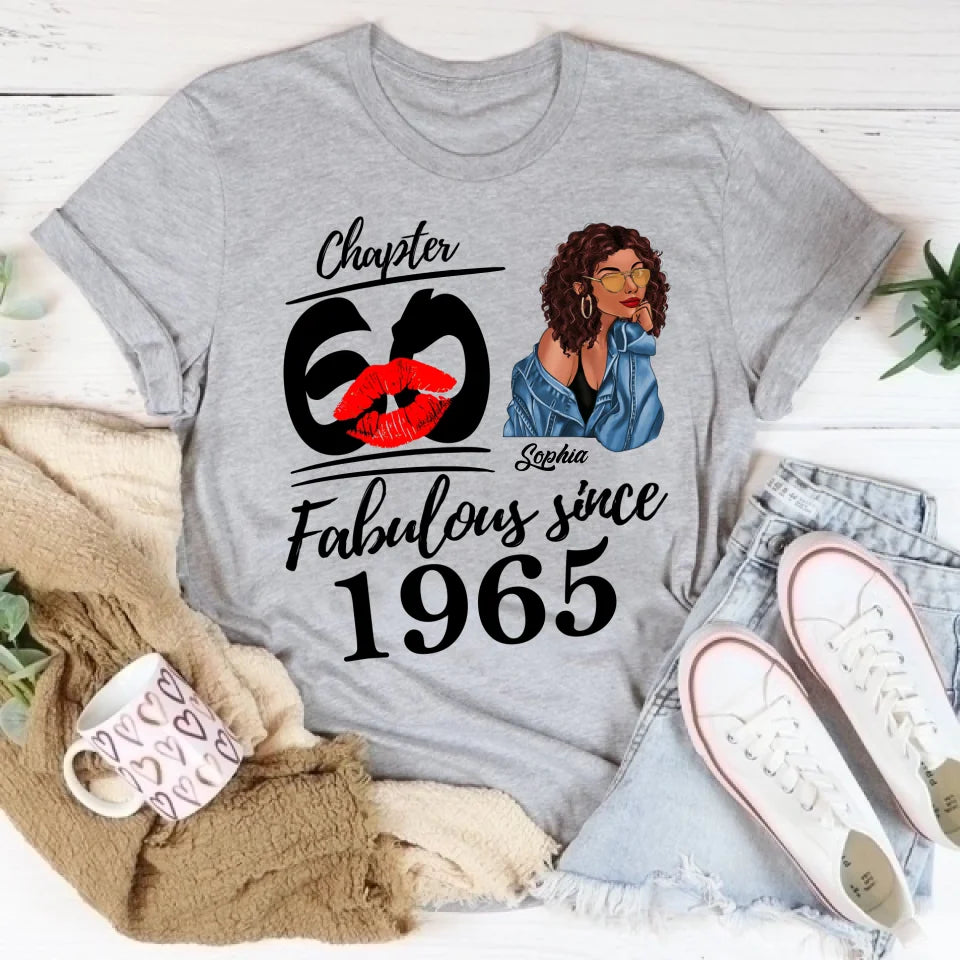 Chapter 60, Fabulous Since 1965 60th Birthday Unique T Shirt For Woman, Custom Birthday Shirt, Her Gifts For 60 Years Old , Turning 60 Birthday Cotton Shirt