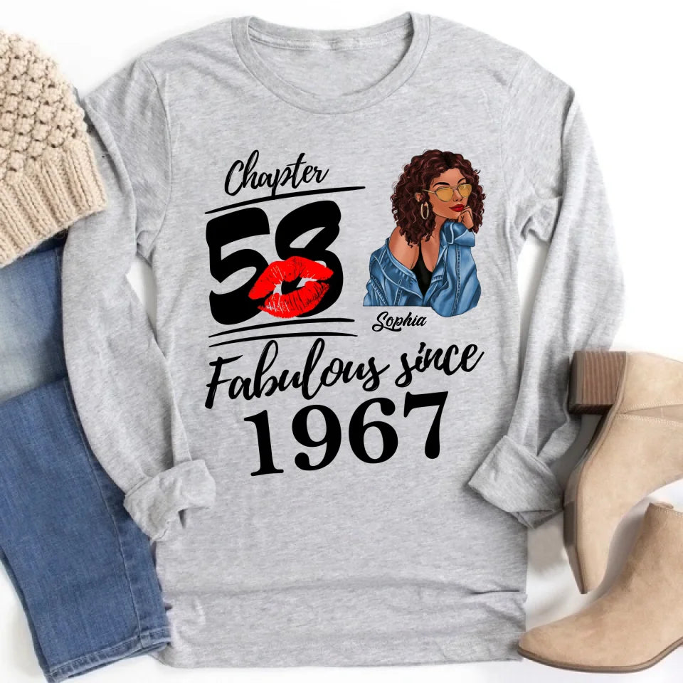 Chapter 58, Fabulous Since 1967 58th Birthday Unique T Shirt For Woman, Custom Birthday Shirt, Her Gifts For 58 Years Old , Turning 58 Birthday Cotton Shirt