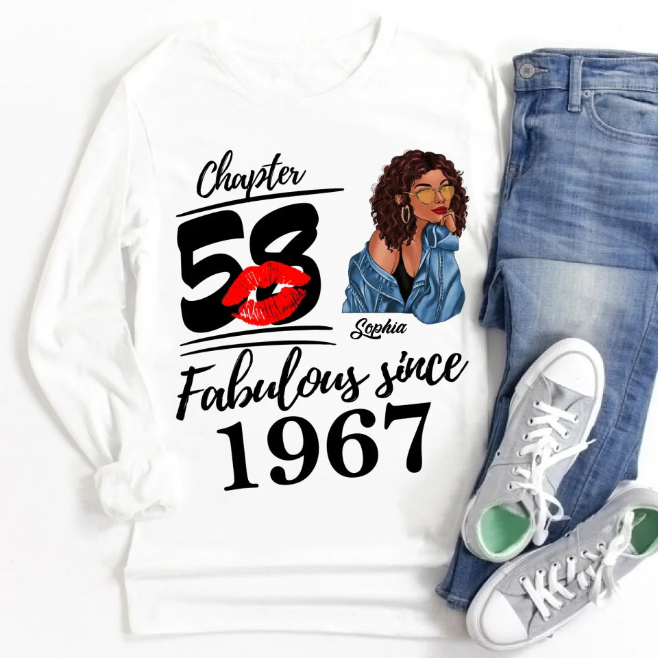 Chapter 58, Fabulous Since 1967 58th Birthday Unique T Shirt For Woman, Custom Birthday Shirt, Her Gifts For 58 Years Old , Turning 58 Birthday Cotton Shirt