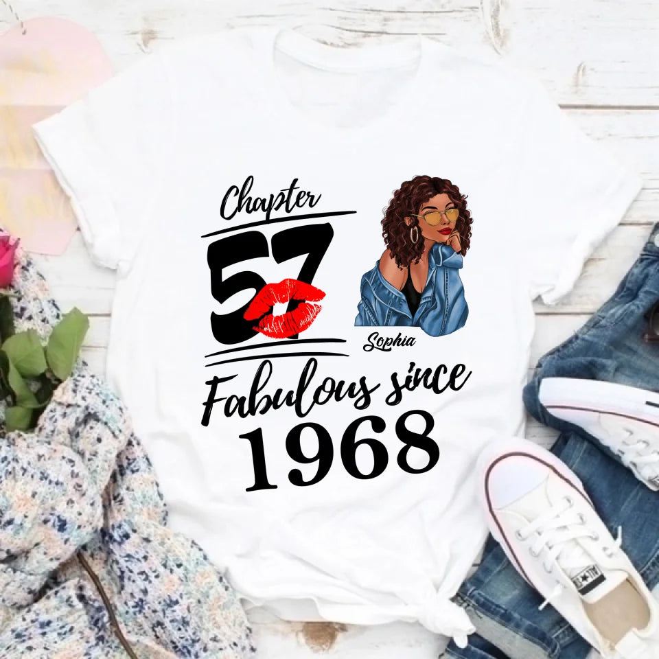 Chapter 57, Fabulous Since 1968 57th Birthday Unique T Shirt For Woman, Custom Birthday Shirt, Her Gifts For 57 Years Old , Turning 57 Birthday Cotton Shirt