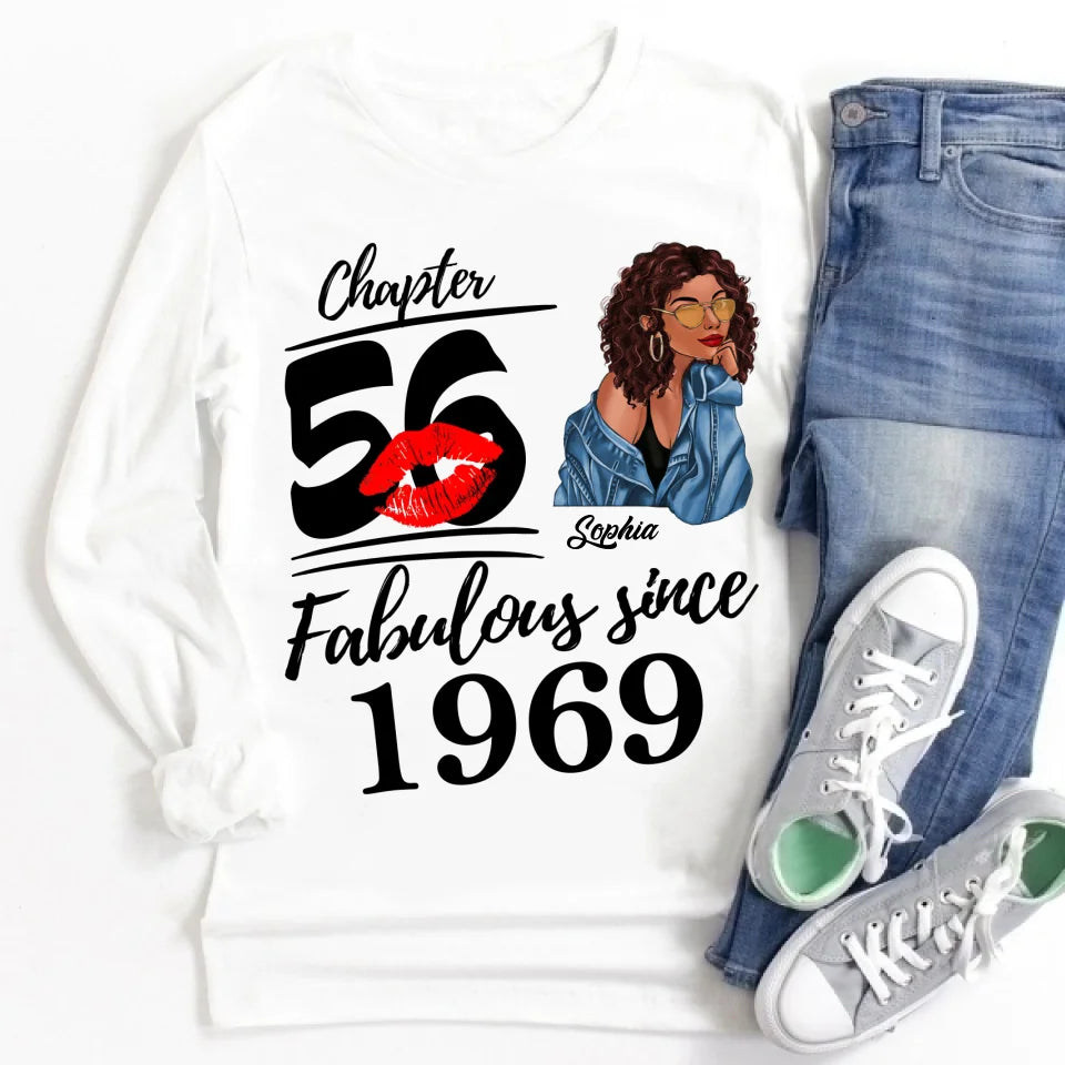 Chapter 56, Fabulous Since 1969 56th Birthday Unique T Shirt For Woman, Custom Birthday Shirt, Her Gifts For 56 Years Old , Turning 56 Birthday Cotton Shirt