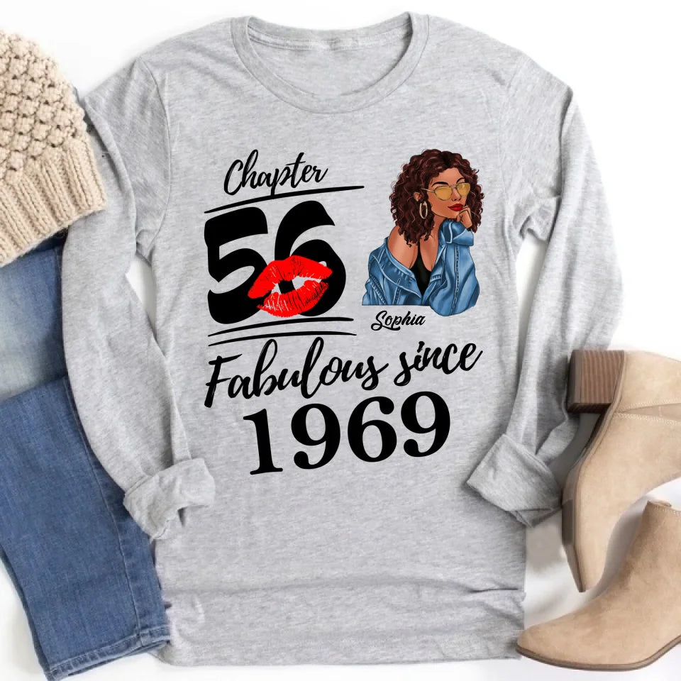 Chapter 56, Fabulous Since 1969 56th Birthday Unique T Shirt For Woman, Custom Birthday Shirt, Her Gifts For 56 Years Old , Turning 56 Birthday Cotton Shirt