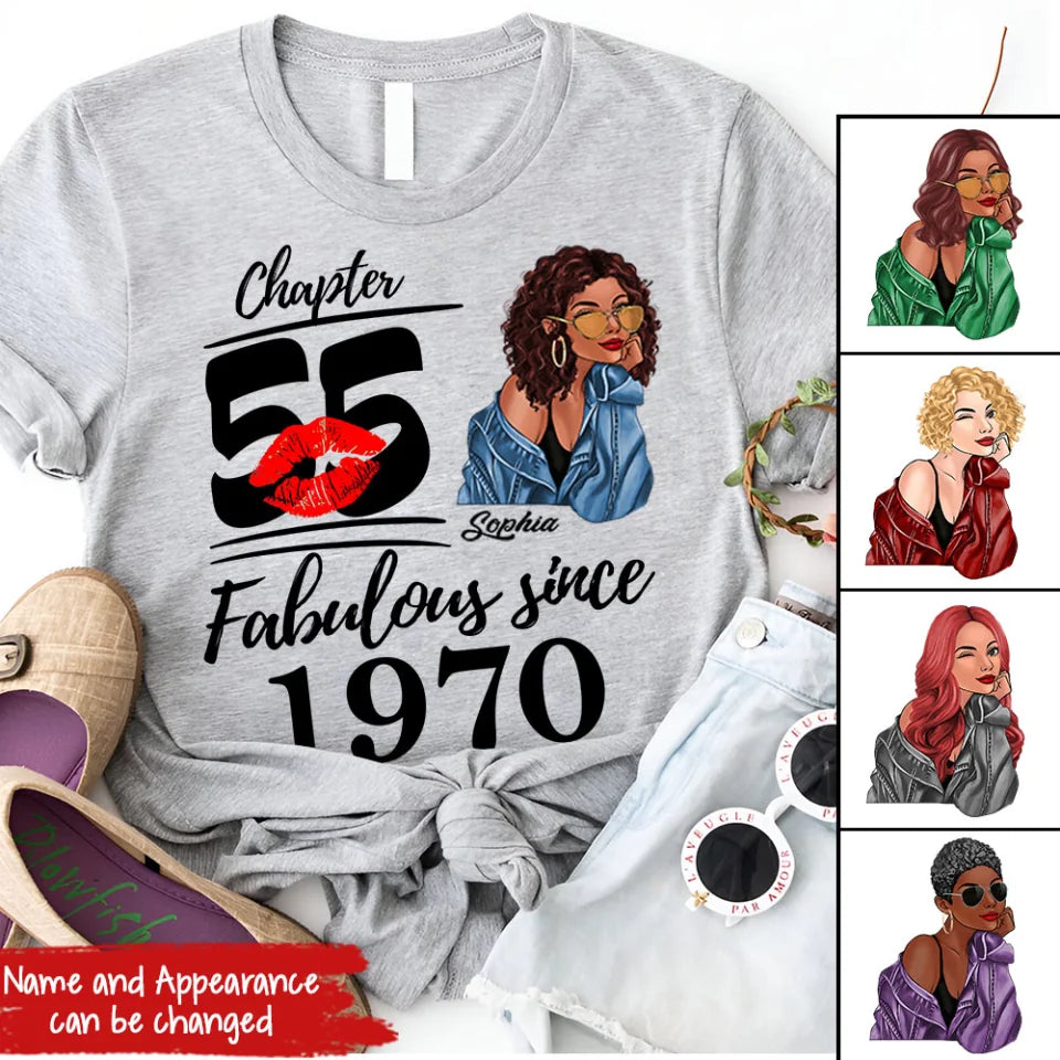 Chapter 55, Fabulous Since 1970 55th Birthday Unique T Shirt For Woman, Custom Birthday Shirt, Her Gifts For 55 Years Old , Turning 55 Birthday Cotton Shirt