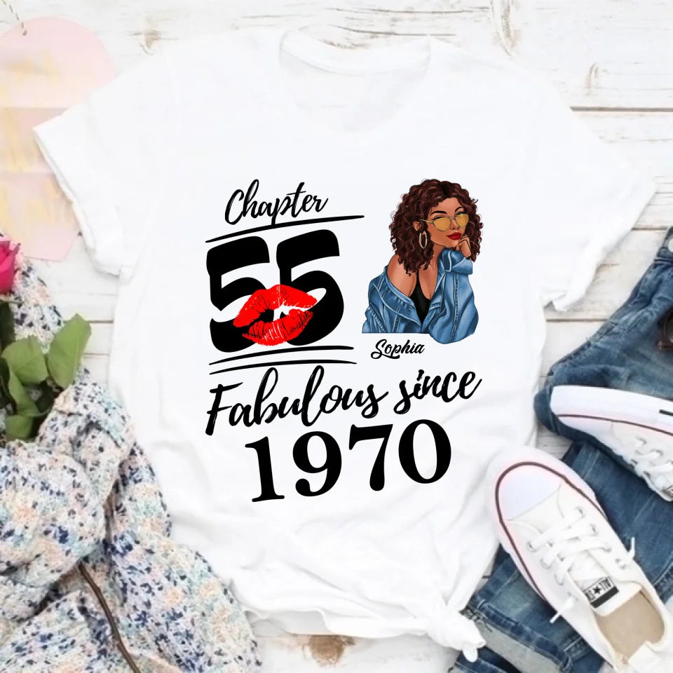 Chapter 55, Fabulous Since 1970 55th Birthday Unique T Shirt For Woman, Custom Birthday Shirt, Her Gifts For 55 Years Old , Turning 55 Birthday Cotton Shirt