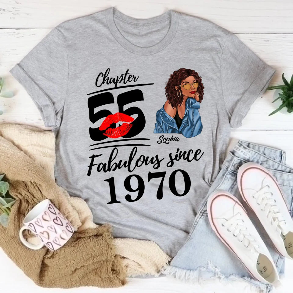 Chapter 55, Fabulous Since 1970 55th Birthday Unique T Shirt For Woman, Custom Birthday Shirt, Her Gifts For 55 Years Old , Turning 55 Birthday Cotton Shirt