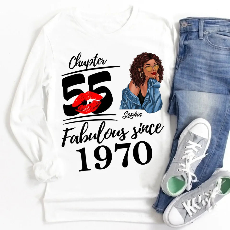 Chapter 55, Fabulous Since 1970 55th Birthday Unique T Shirt For Woman, Custom Birthday Shirt, Her Gifts For 55 Years Old , Turning 55 Birthday Cotton Shirt