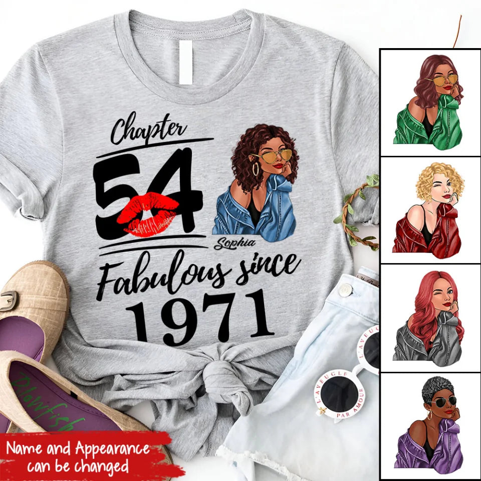 Chapter 54, Fabulous Since 1971 54th Birthday Unique T Shirt For Woman, Custom Birthday Shirt, Her Gifts For 54 Years Old , Turning 54 Birthday Cotton Shirt