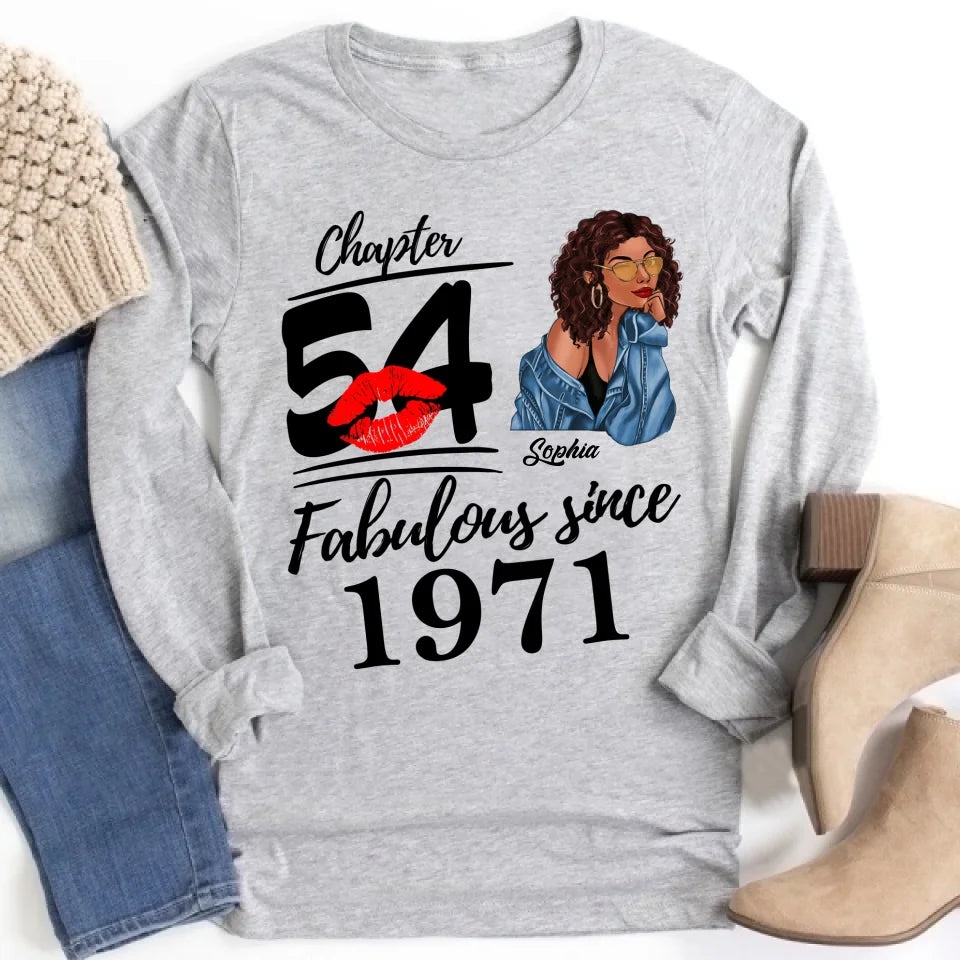 Chapter 54, Fabulous Since 1971 54th Birthday Unique T Shirt For Woman, Custom Birthday Shirt, Her Gifts For 54 Years Old , Turning 54 Birthday Cotton Shirt