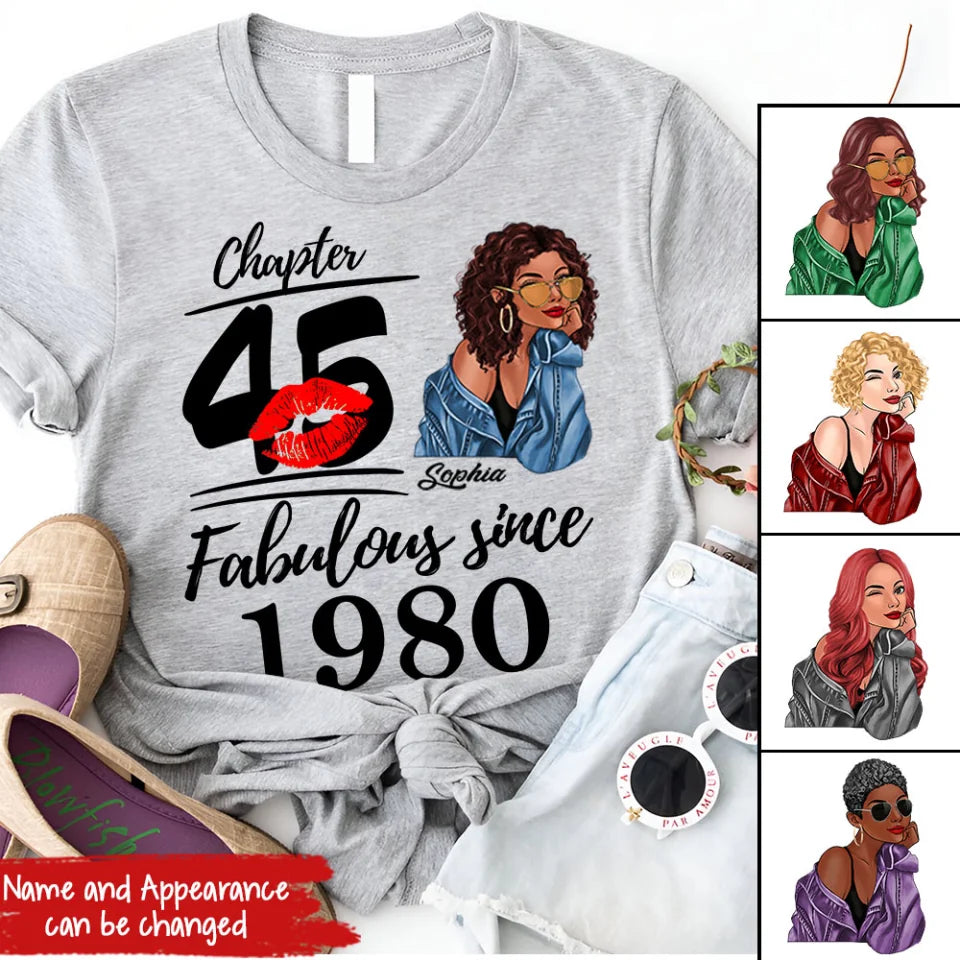 45th Birthday Shirts, Custom Birthday Shirts, Turning 45 Shirt, Gifts For Women Turning 45, 45 And Fabulous Shirt, 1980 Shirt, 45th Birthday Shirts For Her, It&#39;s My 45 Birthday