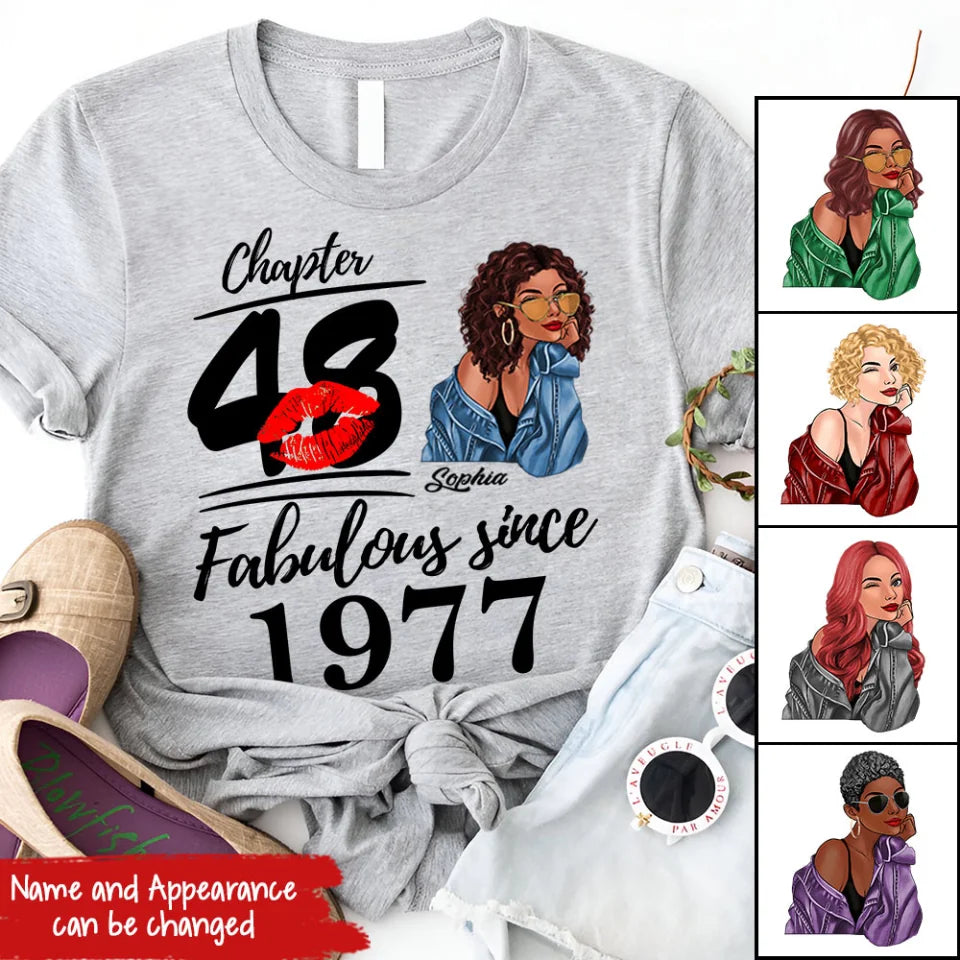 48th Birthday Shirts, Custom Birthday Shirts, Turning 48 Shirt, Gifts For Women Turning 48, 48 And Fabulous Shirt, 1977 Shirt, 48th Birthday Shirts For Her, It's My 48 Birthday