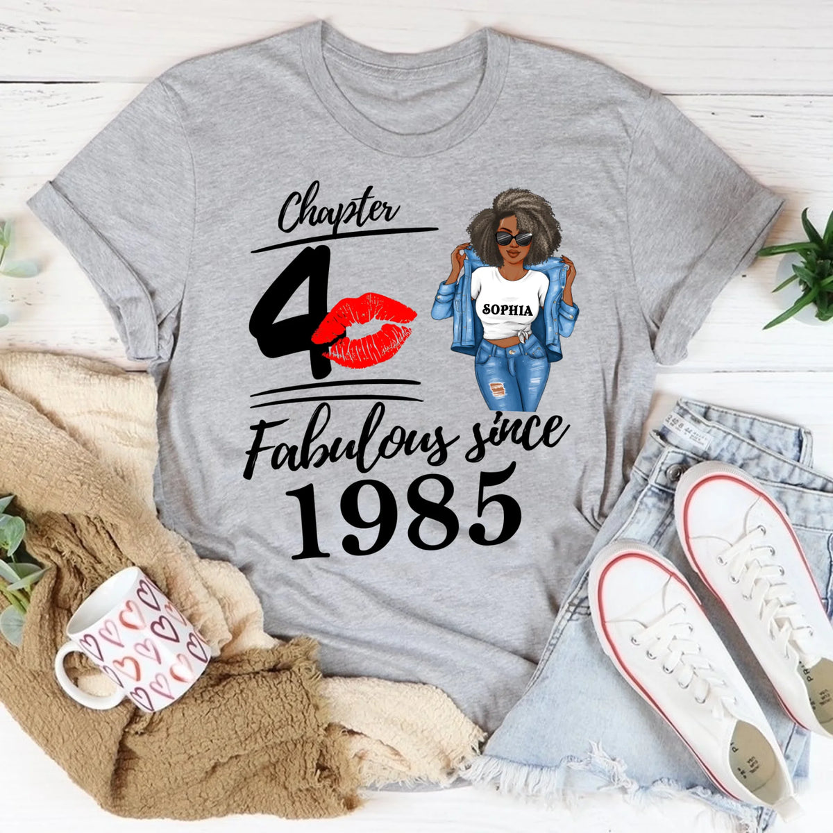 Chapter 40, Fabulous Since 1985 40th Birthday Unique T Shirt For Woman, Custom Birthday Shirt, Her Gifts For 40 Years Old , Turning 40 Birthday Cotton Shirt