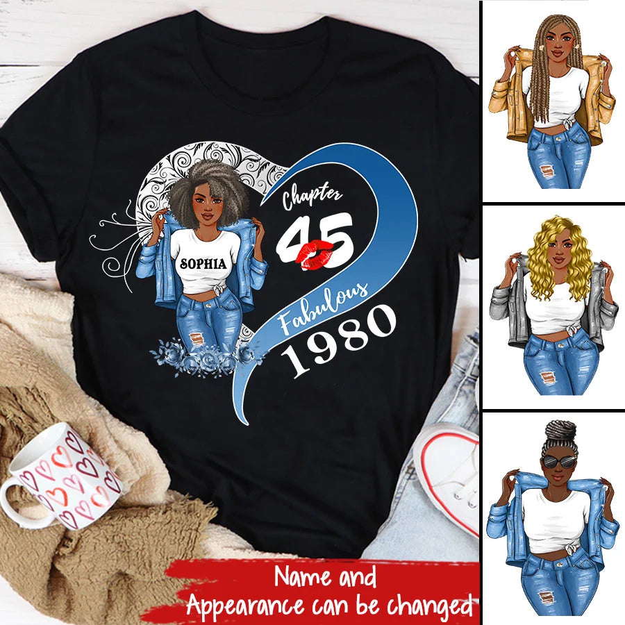 45th Birthday Shirts, Custom Birthday Shirts, Turning 45 Shirt, Gifts For Women Turning 45, 45 And Fabulous Shirt, 1980 Shirt, 45 Birthday Shirts For Her