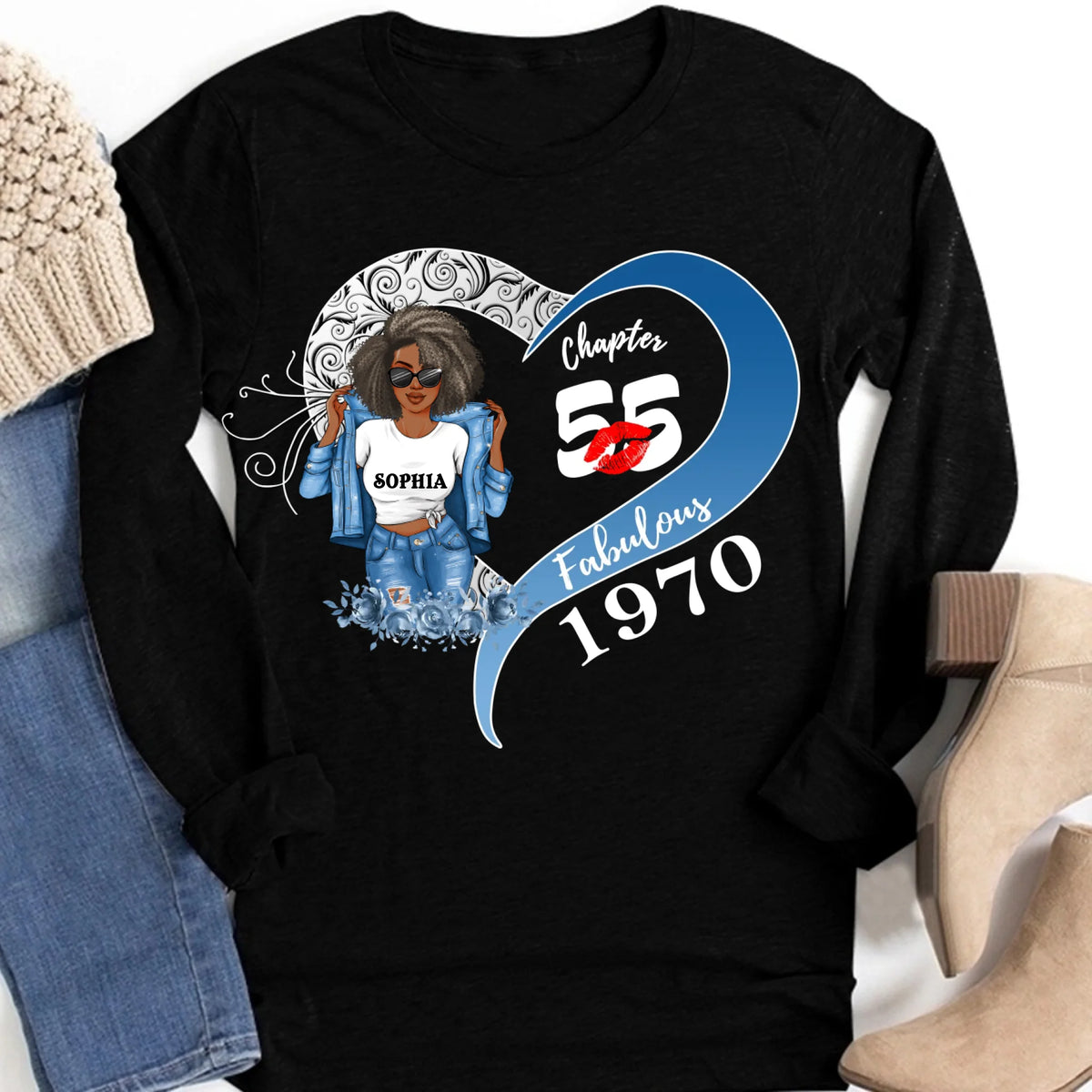 55th Birthday Shirts, Custom Birthday Shirts, Turning 55 Shirt, Gifts For Women Turning 55, 55 And Fabulous Shirt, 1970 Shirt, 55th Birthday Shirts For Her