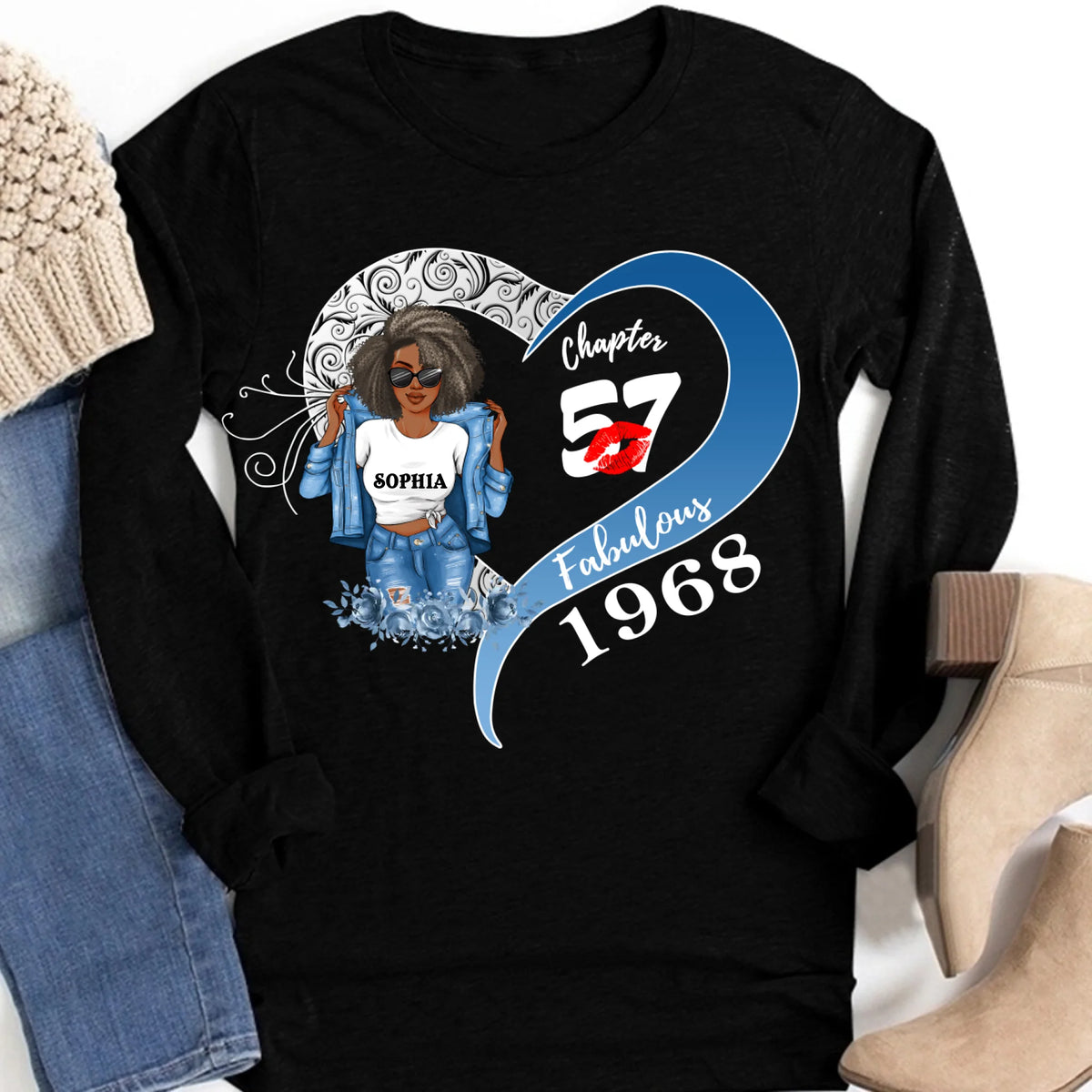 57th Birthday Shirts, Custom Birthday Shirts, Turning 57 Shirt, Gifts For Women Turning 57, 57 And Fabulous Shirt, 1968 Shirt, 57th Birthday Shirts For Her