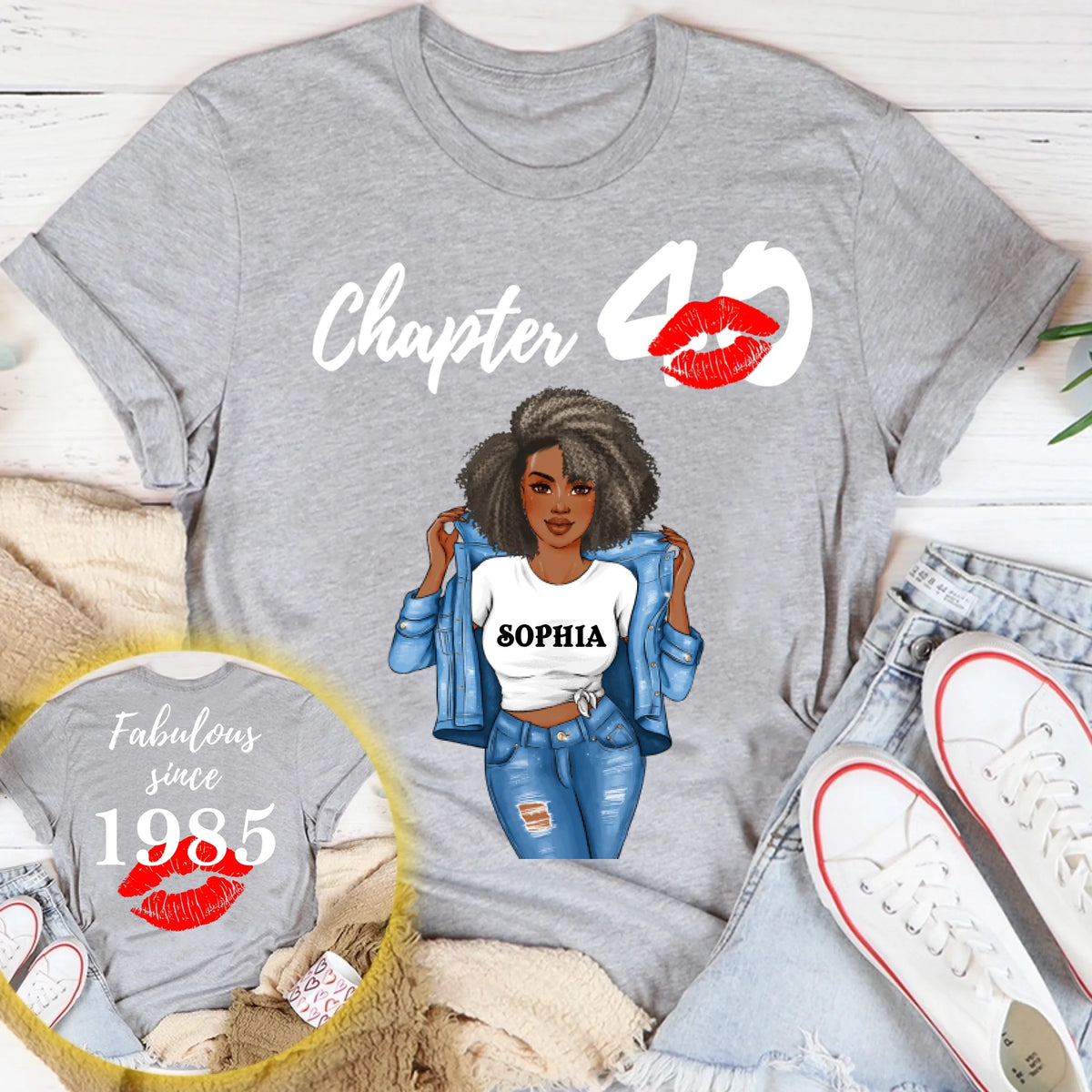 Personalized Birthday T Shirt, Chapter 40, Fabulous Since 1985 40th Birthday Unique T Shirt For Woman, Her Gifts For 40 Years Old, Turning 40 Birthday Cotton Shirt