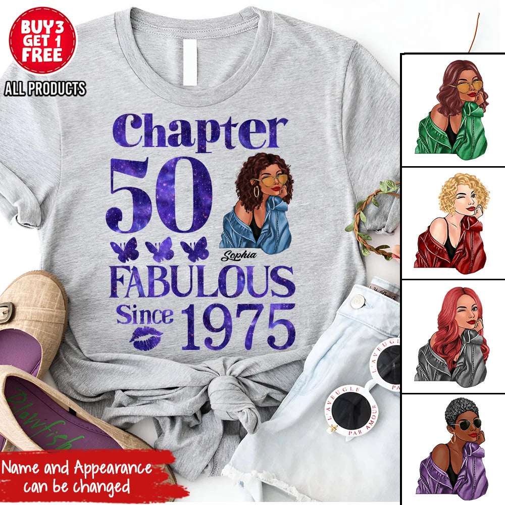 50th Birthday Shirts For Her, Personalised 50th Birthday Gifts, 1975 T Shirt, 50 And Fabulous Shirt, 50th Birthday Shirt Ideas, Gift Ideas 50th Birthday Woman