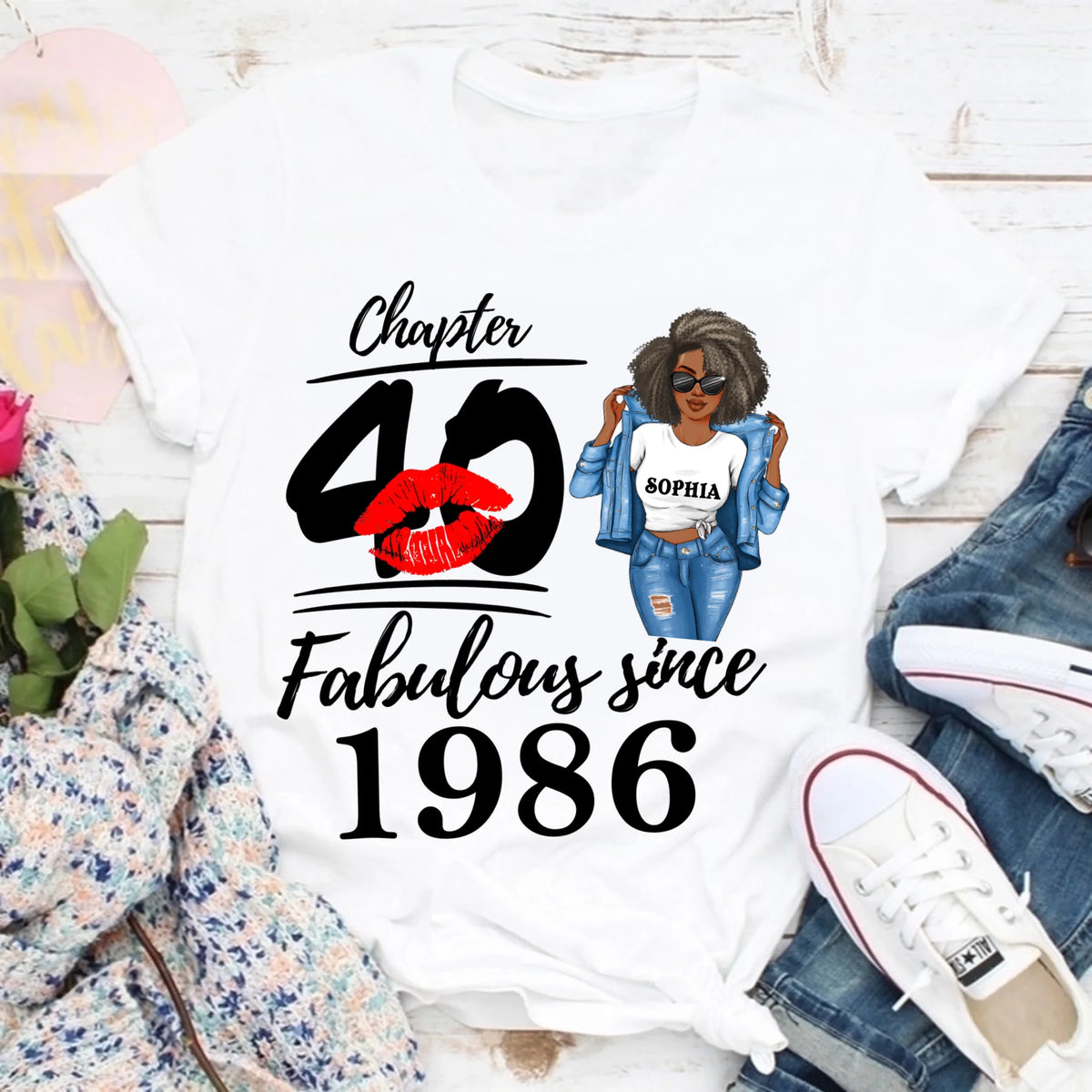 Chapter 40, Fabulous Since 1986 40th Birthday Unique T Shirt For Woman, Custom Birthday Shirt, Her Gifts For 40 Years Old , Turning 40 Birthday Cotton Shirt